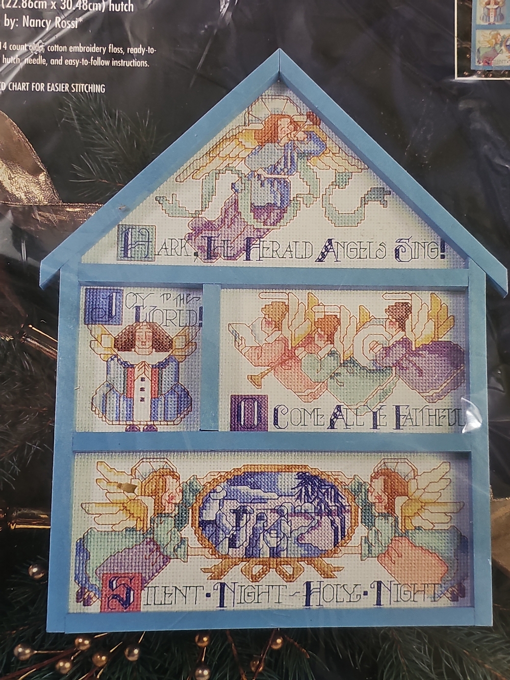 Bucilla Heavenly Hymns CHRISTMAS Blue Cross Stitch Wall Decor SEALED Kit